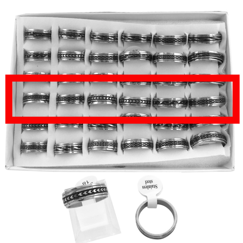 CURVA X6 UNIDADES GIRATORIOS DISEÑOS SURTIDOS C/ RESINA NEGRA Y RELIEVE ANILLO