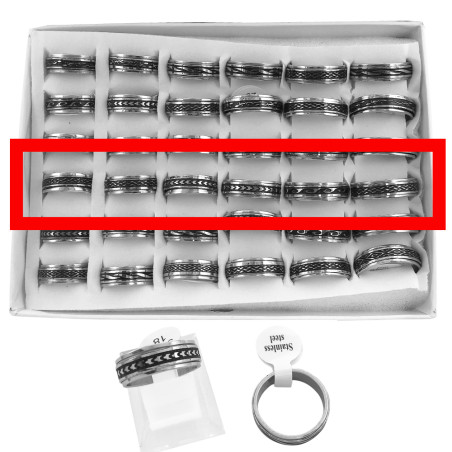 CURVA X6 UNIDADES GIRATORIOS DISEÑOS SURTIDOS C/ RESINA NEGRA Y RELIEVE ANILLO