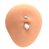 DORADO CRISTAL GOTA Y CIRCULO CUBIC OMBLIGO ACERO QUIRURGICO PIERCING