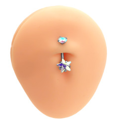 TORNASOLADO ESTRELLA Y CIRCULO CUBIC OMBLIGO ACERO QUIRURGICO PIERCING