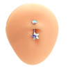 TORNASOLADO ESTRELLA Y CIRCULO CUBIC OMBLIGO ACERO QUIRURGICO PIERCING