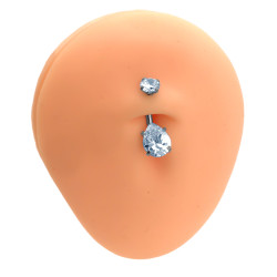 CRISTAL GOTA Y CIRCULO CUBIC OMBLIGO ACERO QUIRURGICO PIERCING