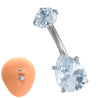 CRISTAL GOTA Y CIRCULO CUBIC OMBLIGO ACERO QUIRURGICO PIERCING