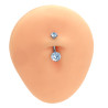 CRISTAL 6MM PIERCING OMBLIGO 2 CIRCULOS ACERO QUIRURGICO PIERCING