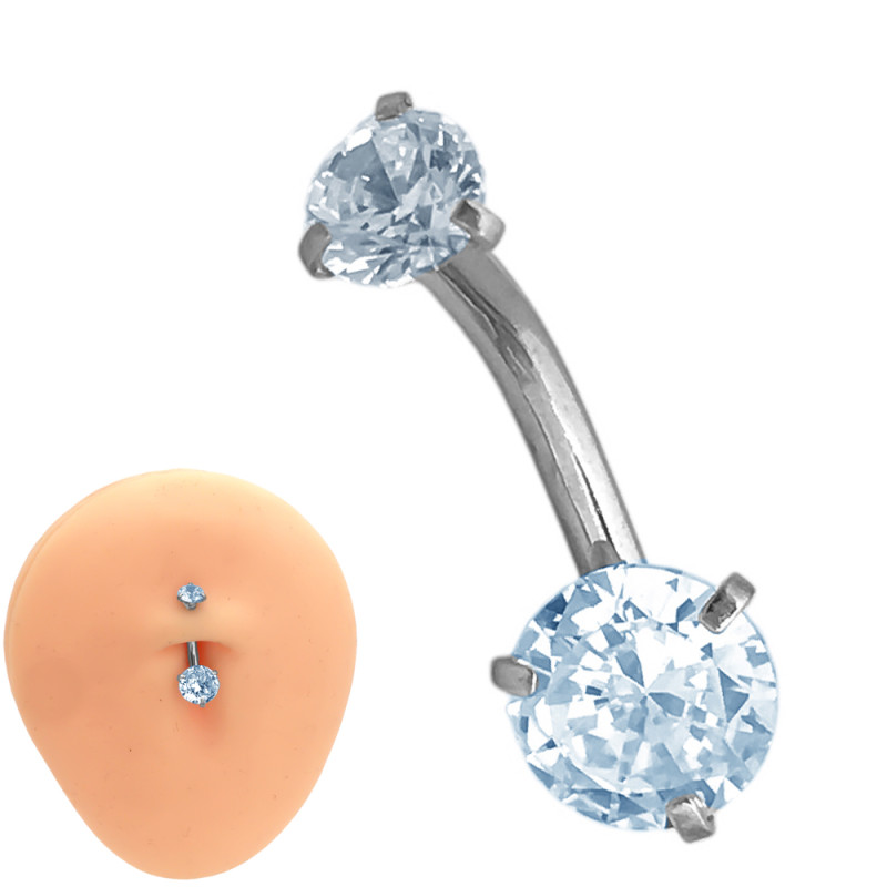 CRISTAL 6MM PIERCING OMBLIGO 2 CIRCULOS ACERO QUIRURGICO PIERCING