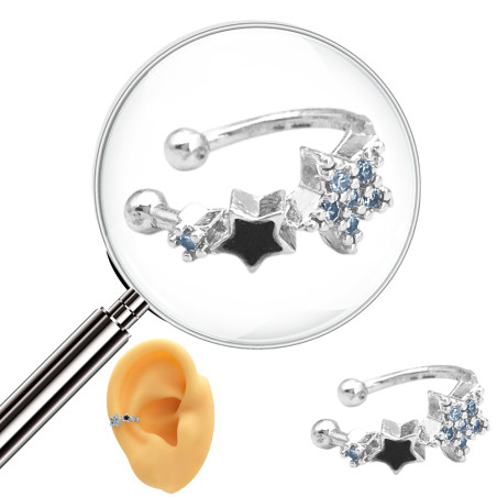 DOS ESTRELLAS UNA BRILLANTE Y OTRA NEGRA UNIDAD SOLITARIO CUFF BIDU ARO