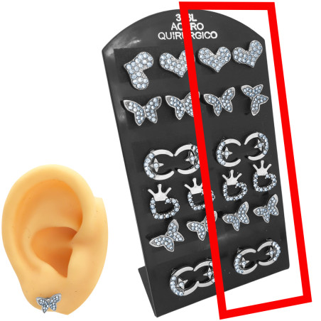 MEDIO BLISTER X6 PARES C/ STRASS MOTIVOS SURTIDOS AROS