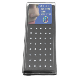 5 UNIDADES 2.5MM PERNO RECTO C/ STRASS CRISTAL NOSTRIL PIERCING