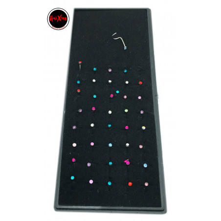 BLISTER 1.8MM x40 PERNO CURVO NARIZ C/ STRASS COLOR NOSTRIL PIERCING