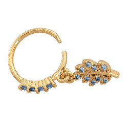 DORADO RAMA COLGANTE C/ MICROPAVE Y CUBIC EN ARGOLLITA UNIDAD SOLITARIO ARO