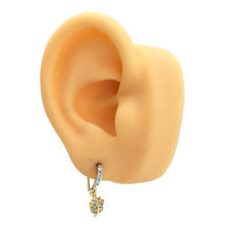 DORADO RAMA COLGANTE C/ MICROPAVE Y CUBIC EN ARGOLLITA UNIDAD SOLITARIO ARO