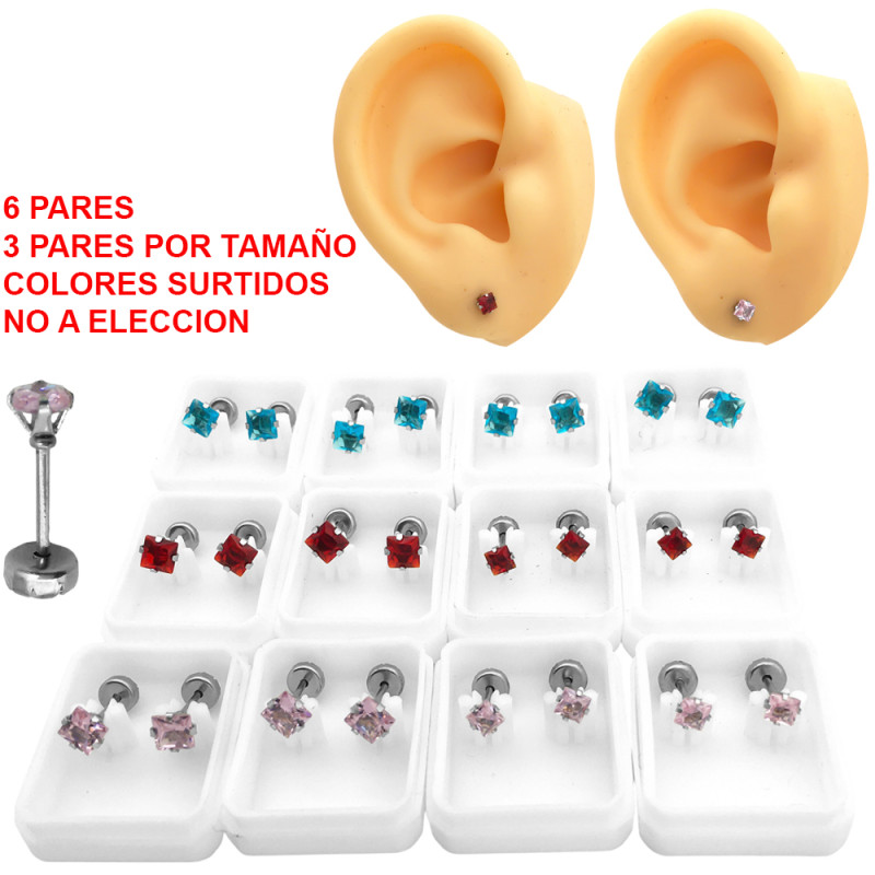 X6 SEIS PARES NO A ELECCION EGARZADO CUADRADO ROSA-ROJO-CELESTE 3 PARES EN 3.5 Y 3 PARES EN 4.5 OPCION: AI-07 ARO