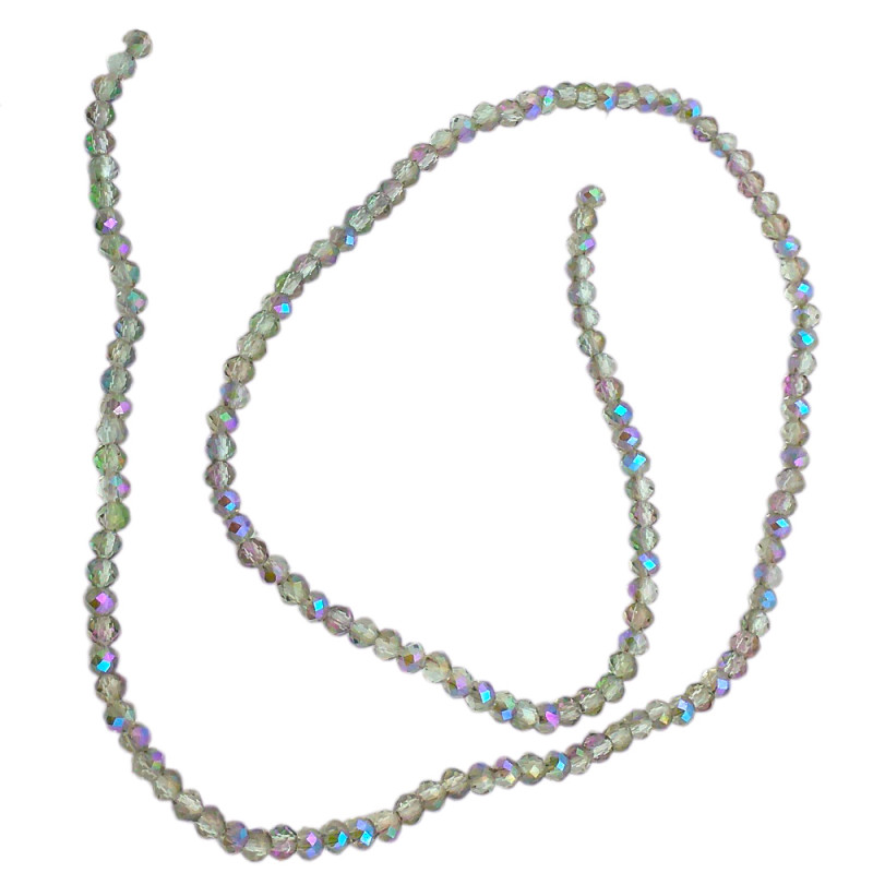 2MM GRIS FUME TRASLUCIDO AB ARCOIRIS CUENTA FACETADA PERFORADA VIDRIO TIRA