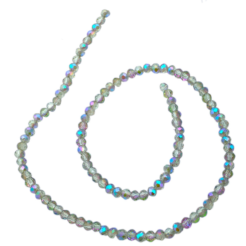 4MM GRIS FUME TRASLUCIDO AB ARCOIRIS CUENTA FACETADA PERFORADA VIDRIO TIRA