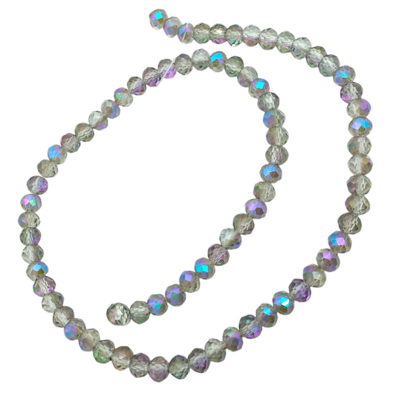 6MM GRIS FUME TRASLUCIDO AB ARCOIRIS CUENTA FACETADA PERFORADA VIDRIO TIRA