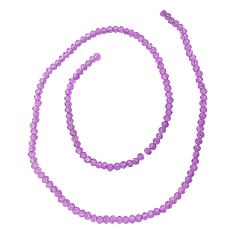 2MM MORADO TRASLUCIDO CUENTA FACETADA PERFORADA VIDRIO TIRA