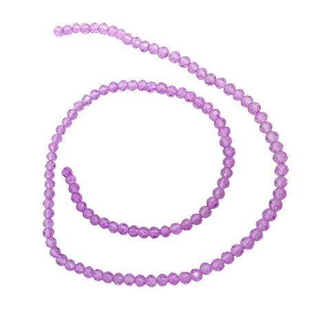 4MM MORADO TRASLUCIDO CUENTA FACETADA PERFORADA VIDRIO TIRA