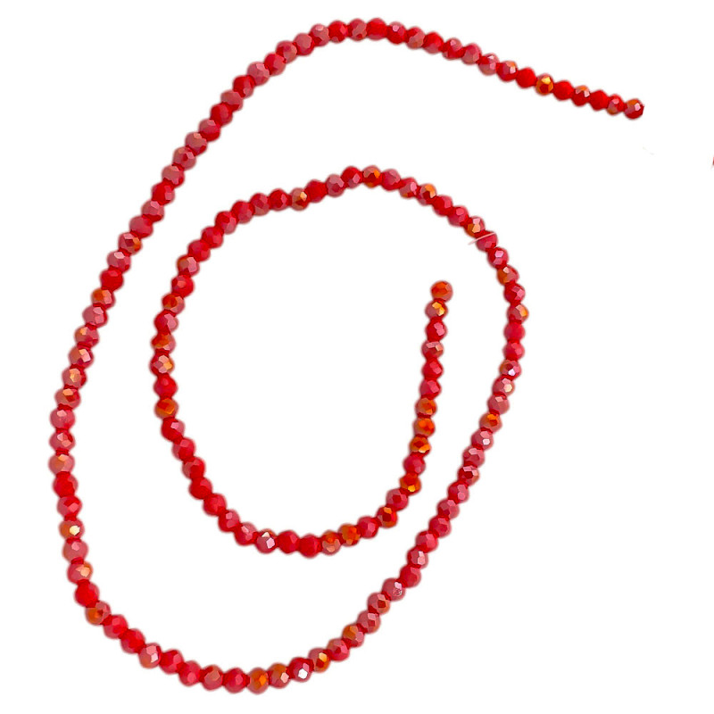 2MM ROJO PLENO AB CUENTA FACETADA PERFORADA VIDRIO TIRA