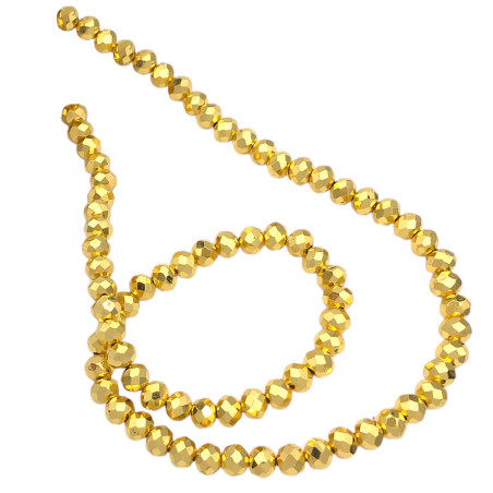 6MM DORADO METALIZADO PLENO CUENTA FACETADA PERFORADA VIDRIO TIRA