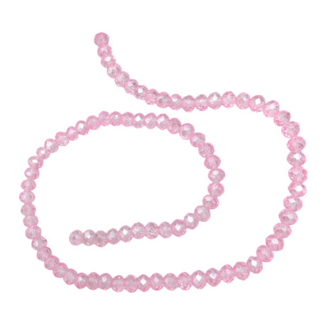 6MM ROSA TRASLUCIDO AB CUENTA FACETADA PERFORADA VIDRIO TIRA