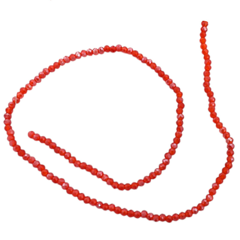 2MM ROJO CLARO TRASLUCIDO AB CUENTA FACETADA PERFORADA VIDRIO TIRA