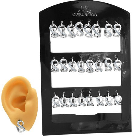 BLANCO BLISTER X12 PARES BISAGRA INFINITO C/ STRASS ARO