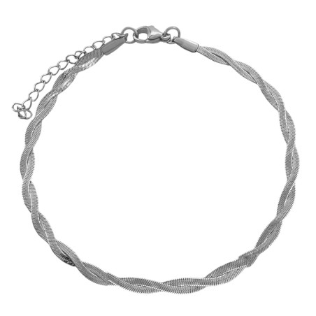 DOBLE CINTA PLANA TRENZADA 6.8MM - 17+3CM PULSERA