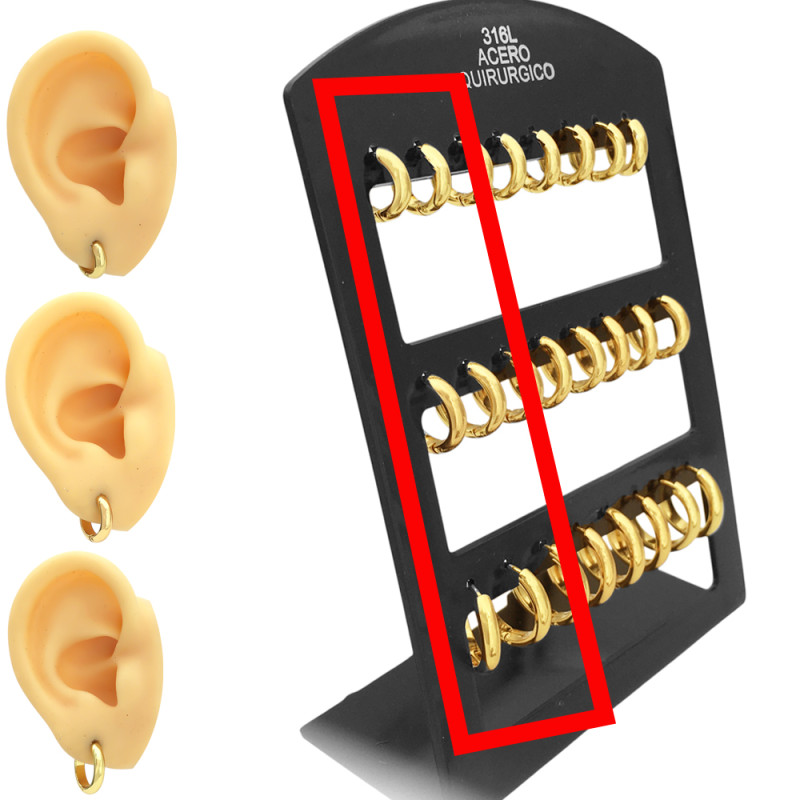 DORADO TRES PARES 3MM HUECA BISAGRA BOMBE LIVIANA 1 POR MEDIDA 11-13-16MM ARO