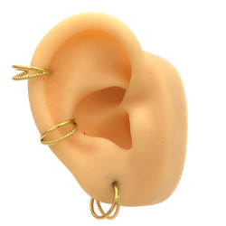 DORADO DOBLE UNIDO UNO ENROSCADO Y OTRO LISO ARGOLLITA CLICKER UNIDAD SOLITARIO ARO