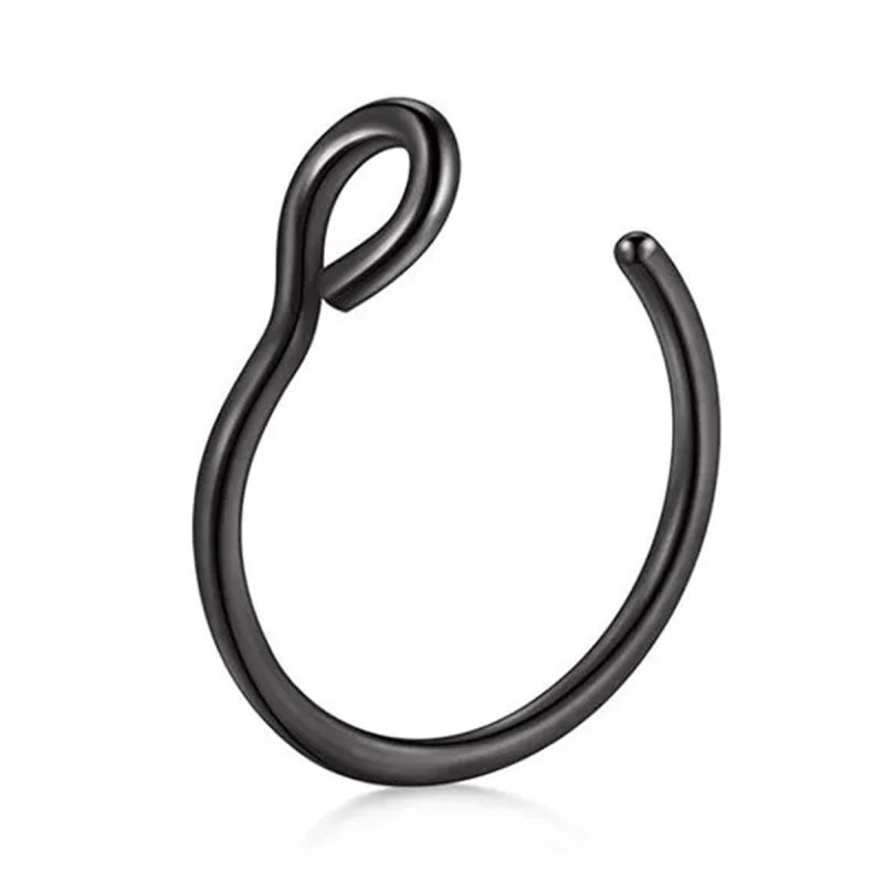NEGRO UNIDAD 10MM FALSA ARGOLLITA FINA DE NARIZ PIERCING