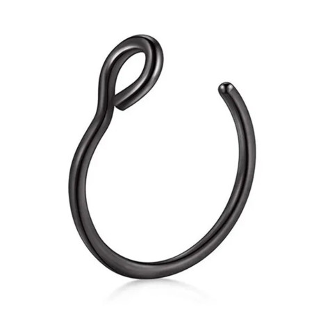 NEGRO UNIDAD 10MM FALSA ARGOLLITA FINA DE NARIZ PIERCING