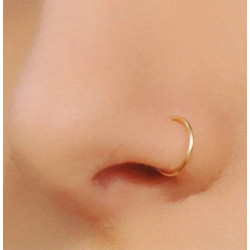 DORADO UNIDAD 10MM FALSA ARGOLLITA FINA DE NARIZ PIERCING