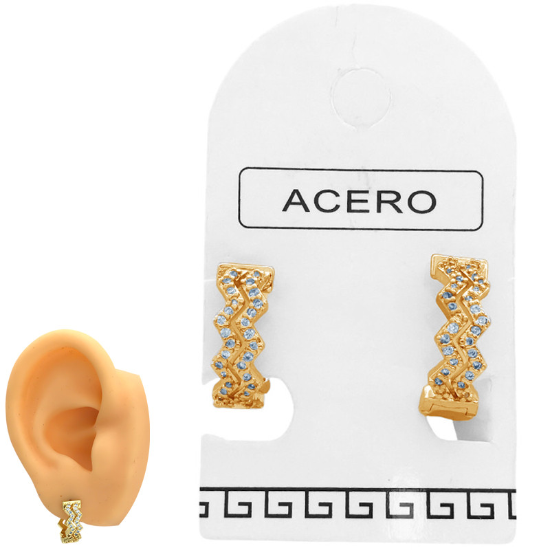 DORADO 1 PAR ZIG ZAG DE CUBIC MICROPAVE EN BISAGRA DE 15MM ARO