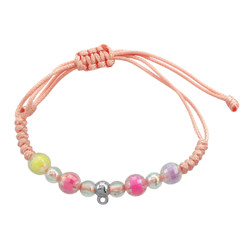 SALMON INFANTIL C/ BOLITAS DE COLORES Y PASADOR PARA COLOCAR DIJE REGULABLE PULSERA / TOBILLERA