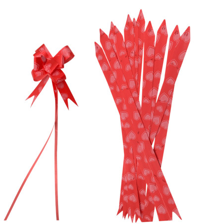 15*250MM ROJO C/ CORAZONES PAQUETE x10 UNIDADES MOÑO DE REGALO