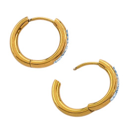 DORADO 8MM INTERIOR C/ LINEA DE STRASS FRENTE FINA 2MM PAR BISAGRA ARO