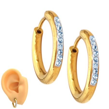 DORADO 8MM INTERIOR C/ LINEA DE STRASS FRENTE FINA 2MM PAR BISAGRA ARO