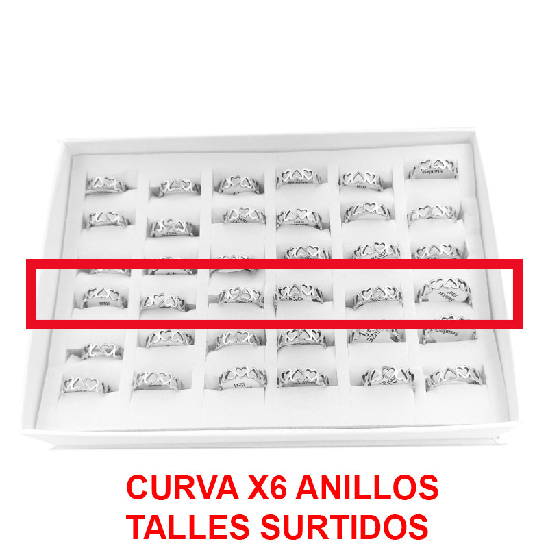 CURVA 6 ANILLOS (TALLES 16-17-18-18-19-20) TODO CORAZONES CHICOS INVERTIDOS PLANA ANILLO