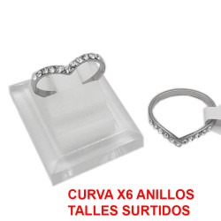CURVA 6 ANILLOS V BRILLANTE (TALLES 16-17-18-18-19-20) ANILLO