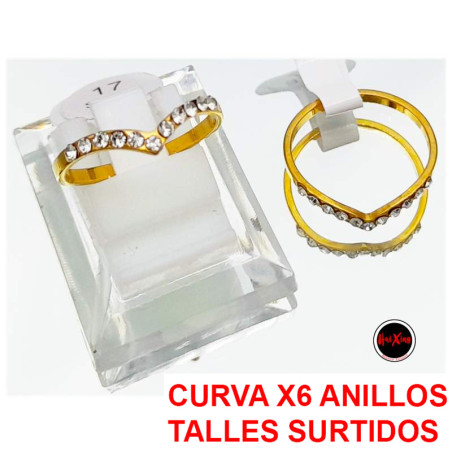 DORADO CURVA 6 ANILLOS V BRILLANTE (TALLES 16-17-18-18-19-20) ANILLO