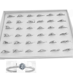 CURVA X6 ANILLOS CHICO BRILLANTE FLEJE REDONDO CUBIC ZIRCON ANILLO