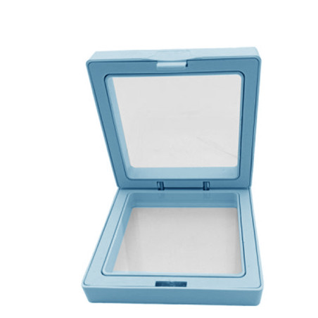 MEDIANO 9*9CM CAJA CELESTE PASTEL EXHIBIDOR FLOTANTE ESTUCHE CUADRADO TRANSPARENTE SIN BASE