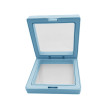MEDIANO 9*9CM CAJA CELESTE PASTEL EXHIBIDOR FLOTANTE ESTUCHE CUADRADO TRANSPARENTE SIN BASE