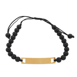 DORADO BLISTER X12 UNIDADES BOLITAS NEGRAS Y CHAPA PARA GRABAR IDENTIFICACION REGULABLE PULSERA