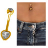 DORADO CORAZON CUBIC C/ BORDE Y BOLITA C/ CUBIC PIERCING OMBLIGO ACERO QUIRURGICO PIERCING
