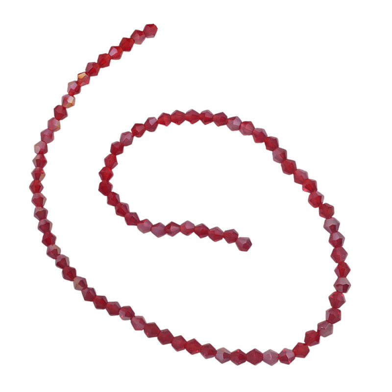 4MM CONO ROJO OSCURO TRASLUCIDO AB FACETADO PERFORADO VIDRIO TIRA