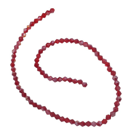 4MM CONO ROJO OSCURO TRASLUCIDO AB FACETADO PERFORADO VIDRIO TIRA