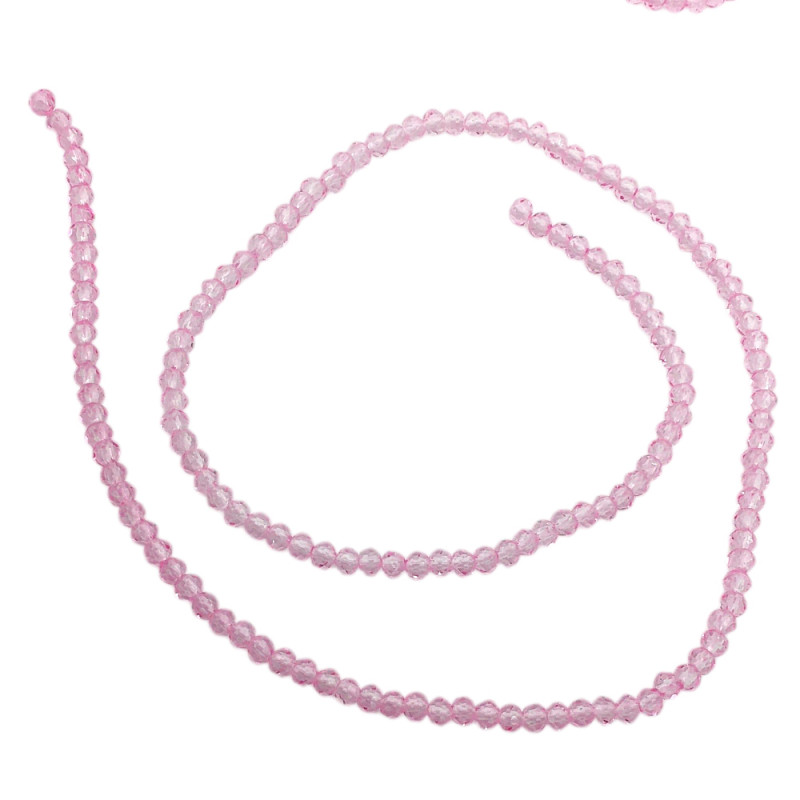 2MM ROSA TRASLUCIDO CUENTA FACETADA PERFORADA VIDRIO TIRA