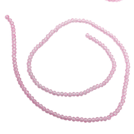 2MM ROSA TRASLUCIDO CUENTA FACETADA PERFORADA VIDRIO TIRA