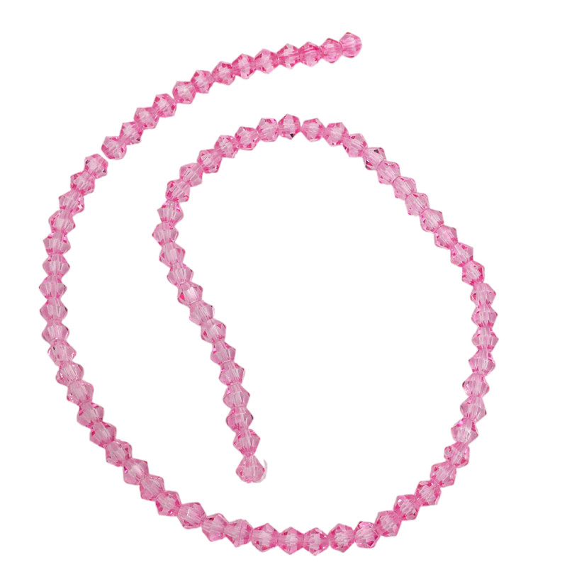 4MM CONO ROSA TRASLUCIDO FACETADO PERFORADO VIDRIO TIRA